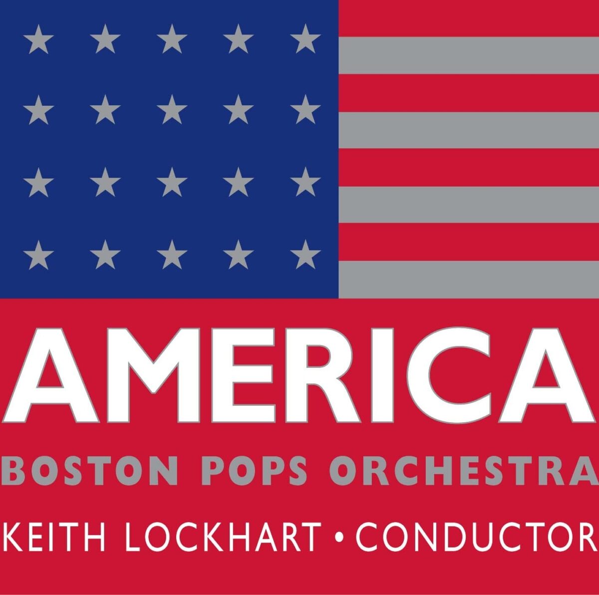 The America album cover depicts the American flag, with the words "America; Boston Pops Orchestra; Keith Lockhart, Conductor"