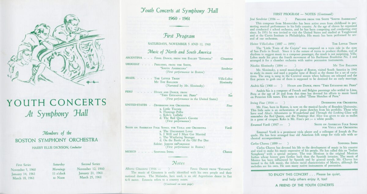 Youth Concert program for November 5 and 12, 1960