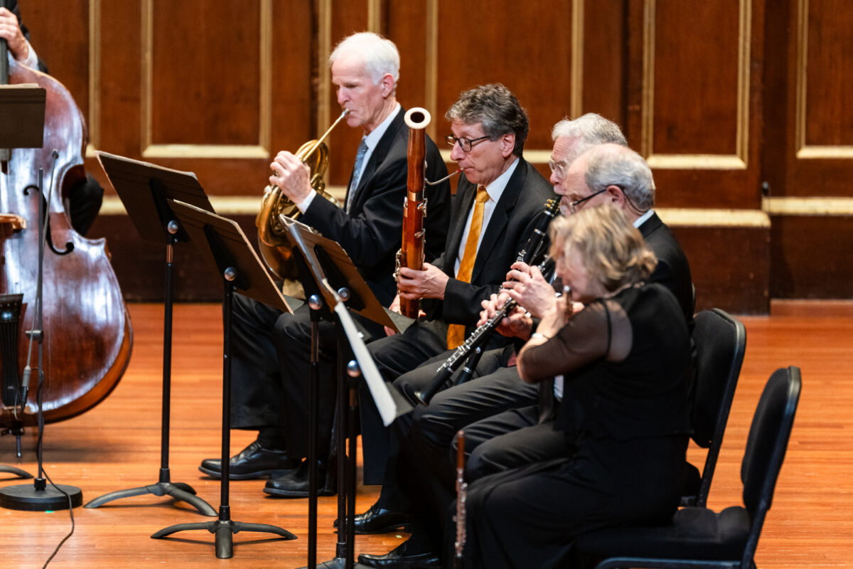 Profile shot of Boston Symphony Chamber Players musicians performing in Jordan Hall on 10/27/2024