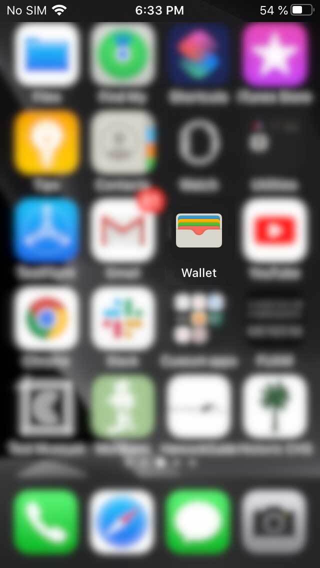iphone screen with Wallet highlighted