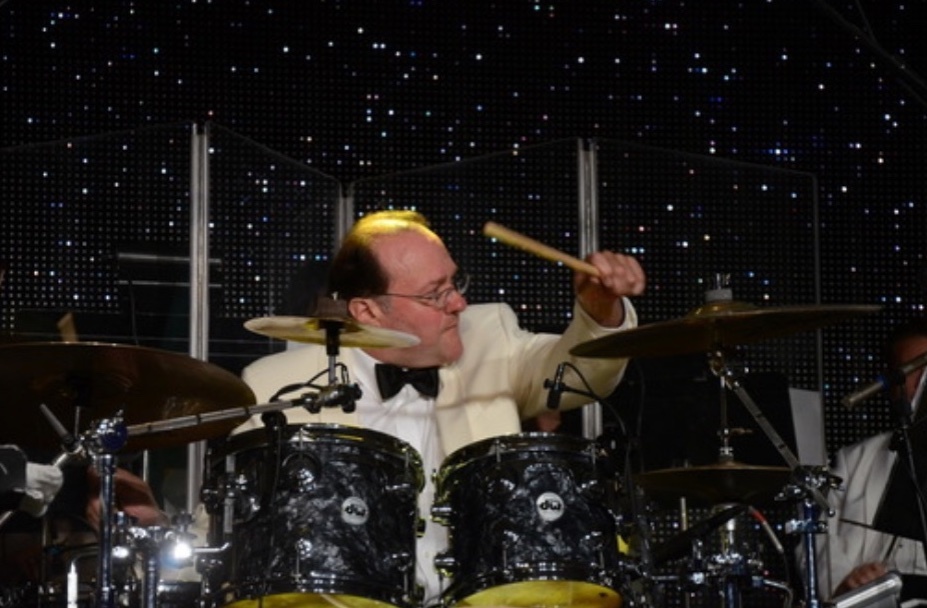 Drummer Jim Gwin playing the drumset