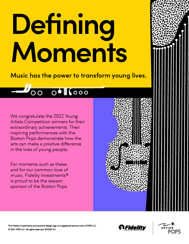 Fidelity Investments ad congratulating winners of the Fidelity Investments 2022 Young Artists Competition