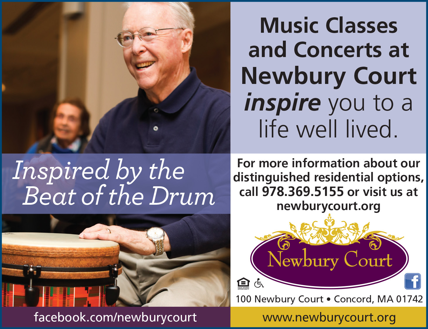 Ad for Newbury Court retirement community in Concord, MA