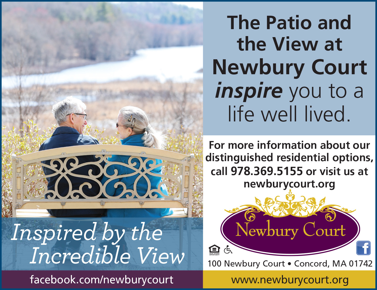 Ad for Newbury Court retirement community in Concord, MA