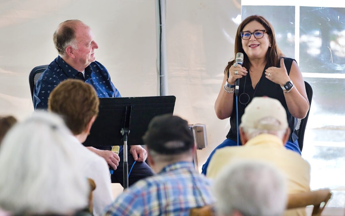 Gabriela Ortiz speaks to the audience during Talks and Walks