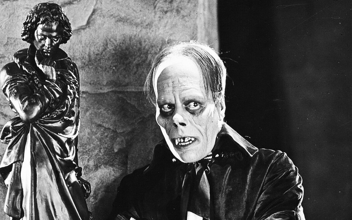 Actor Lon Chaney as The Phantom in "The Phantom of the Opera"