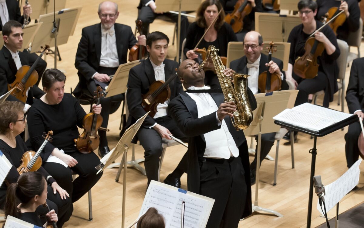 Saxophonist James Carter performs a cadenza from Sierras Concerto for Saxophones and Orchestra