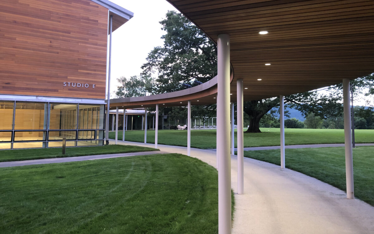 A view of Studio E from the walkway at the Linde Center for Music and Learning