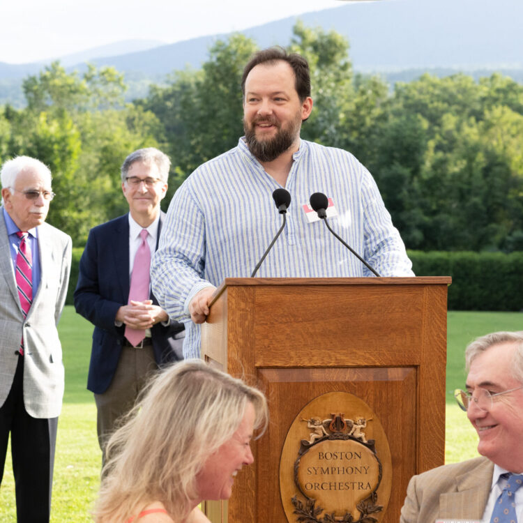 Andris Nelsons speaking at the Tanglewood Summer Celebration